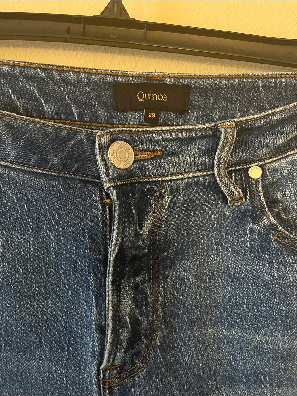 Quince comfort stretch Mid-Rise Slim Boy Friend Jeans medium wash size 29 - Picture 3 of 5
